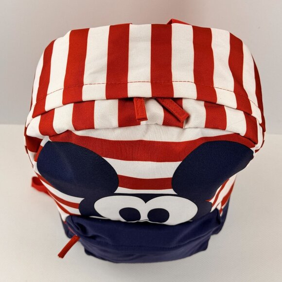 Disney Mickey Mouse Striped Backpack Red White and Blue Adj Straps Americana OS - Picture 5 of 15